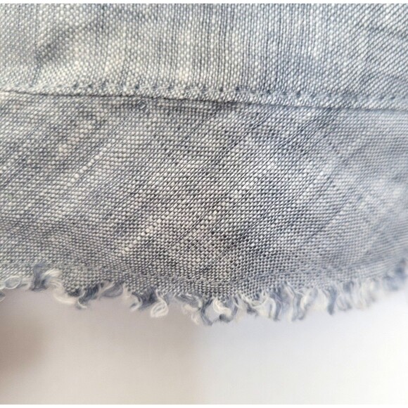 Eileen Fisher Petite Small 100% Organic Linen Gray Short Sleeve Top Raw Hem Boxy - Picture 3 of 6